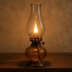 Vintage Hurricane Glass Oil Lamp For Indoor Emergency Lighting And Rustic Farmhouse Tabletop Decor