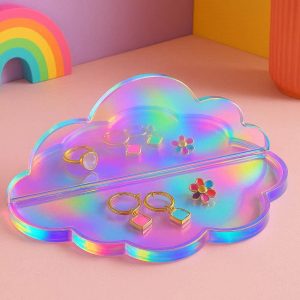 Iridescent Acrylic Cloud Shape Decorative Tray For Colorful Room Aesthetics And Aesthetic Jewelry Display