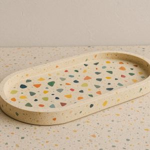 Eco Friendly Terrazzo Decorative Tray For Sustainable Home Decor And Modern Colorful Countertop Storage