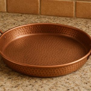 Hand Hammered Copper Decorative Tray For Warm Kitchen Styling And Traditional Countertop Organization