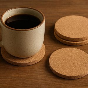 Natural Eco Friendly Cork Coaster Set For Hot Coffee Mugs And Cold Drinks Protection On Wood Tables