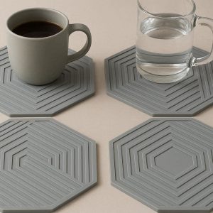 Extra Large Hexagon Silicone Coasters For Oversized Mugs And Pitchers With Modern Geometric Design