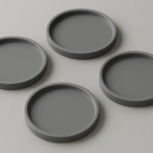 Minimalist Grey Silicone Coasters With Raised Edge For Minimalist Home Decor And Drip Proof Performance